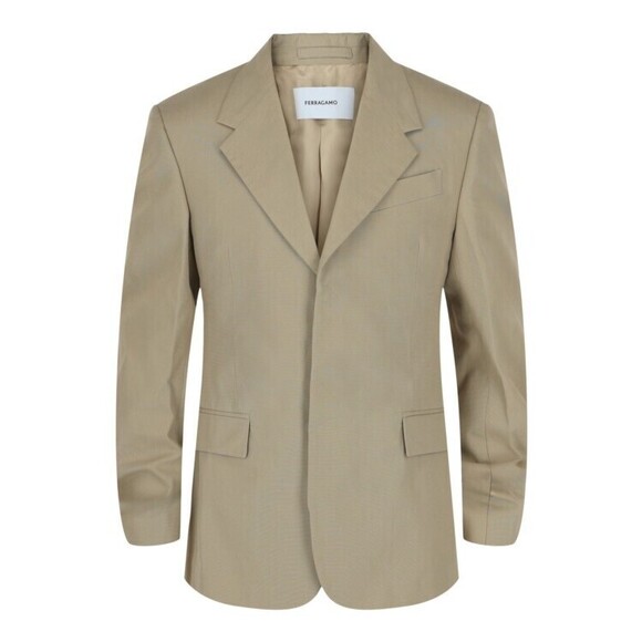 Ferragamo Single-Breasted Cotton Blazer With Notched Lapels - NWT